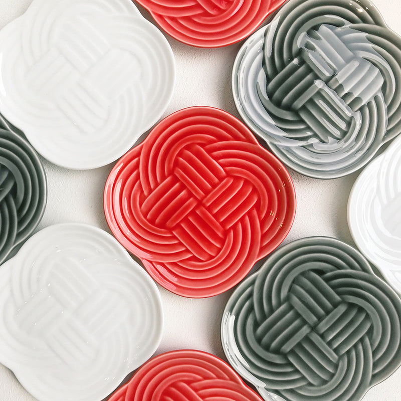 【Gift-wrapped】Musubi Small Plate 11cm 3 Colour and Fish Fork Set Gift