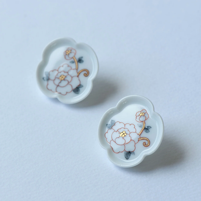 絵付 牡丹/Peony Mokkou Earrings