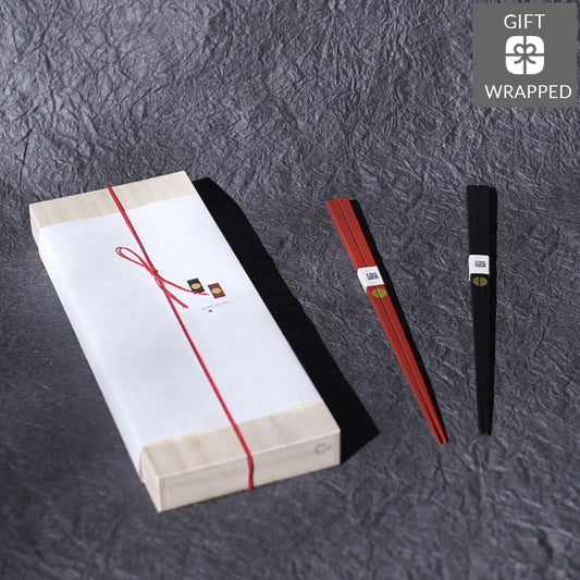 【Gift-wrapped】ENSOU-BASHI Pair Gift(Red and Black)