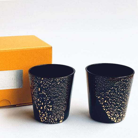 かなざわ　ぐいのみS（黒・金箔）2個セット
