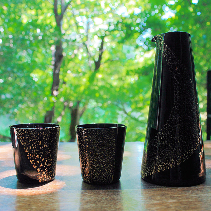 かなざわ　ぐいのみS（黒・金箔）2個セット