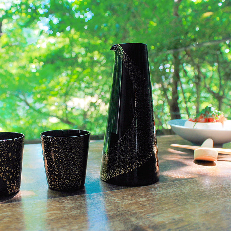 "Kanazawa" Tokkuri (Black / Gold Leaf)
